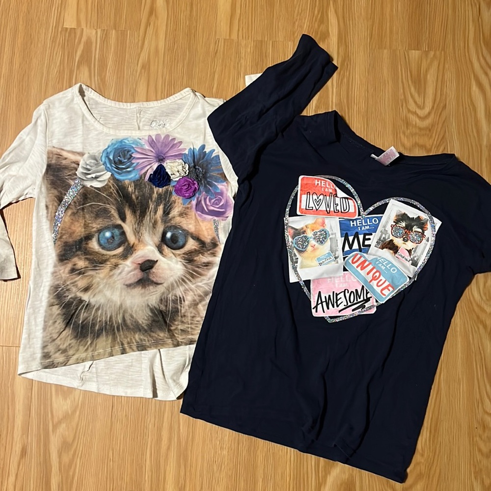 Lot of 2 Justice 3/4 sleeve tops, size 8.